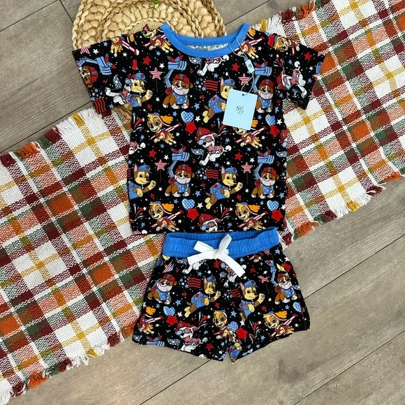New Scottie Belle Bamboo Paw Patrol Patriotic Shorts & T-Shirt Lounge Set 12-18m - Picture 16 of 16